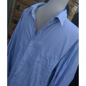 mens j crew shirt  XL 17-17.5  💯% 2-ply cotton blue white stripes